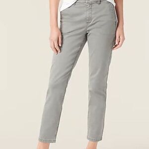 Gray Chino Flat Front Crop Pants